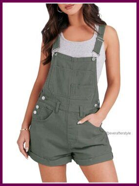 ANRABESS Denim Short Overalls Adjustable Straps Loose Fit